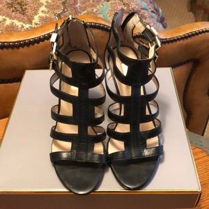 Black wedge sandals